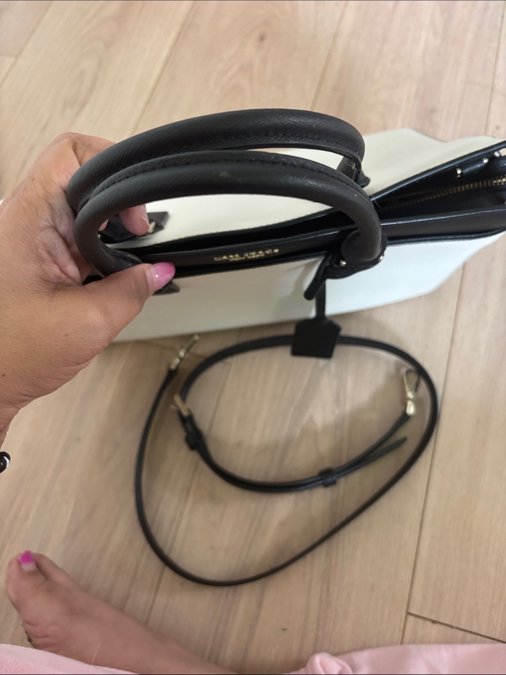 kate spade Black and White Colorblock Leather Satchel - Picture 5 of 11
